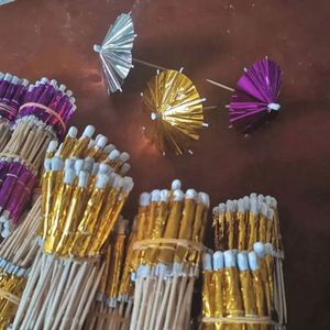 Aluminum <b>Foil</b> Wooden Sticks Decorative Cocktail Umbrella With Parasol - Product Image 6