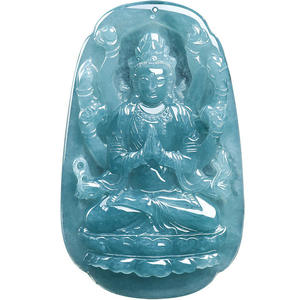 Colgante de Jadeíta Natural Azul Agua con Rata de Jade, Bodhisattva de Mil Manos Guardián, Regalo UNISEX con Certificado de Tasación GY79 - Product Image 5