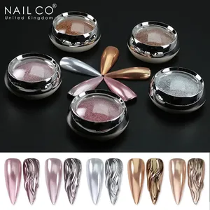 ผงกลิตเตอร์ออโรร่า 5 สีใหม่ ผงโครเมี่ยมสำหรับตกแต่งเล็บ ดีไซน์เมทัลลิคสีเงิน - Product Image 3