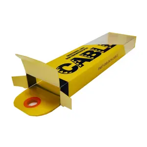 Emballage de boîte de câble USB en plastique transparent jaune de conception personnalisée de qualité supérieure avec crochet de suspension