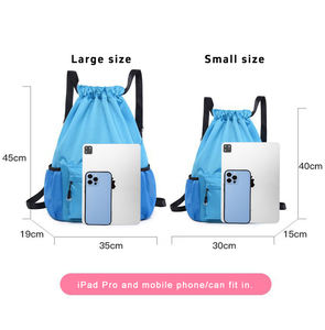 Factory Sports Waterproof Custom Logo Promotional <b>Gift</b> Sublimation Printed Nylon Polyester Drawstring Backpack <b>Bag</b> With Zipper - Product Image 2