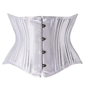 Womens Sexy Underbust Corset 26 Steel Boned Corset Short Torso Heavy Duty Waist Trainer Cincher Corset for Weight Loss Satin