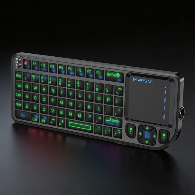 Wireless Mini Keyboard Built-in Touchpad Rechargeable Backlit Keys BT 5.0 Multimedia Keyboard for Xbox PS4 Mac Windows