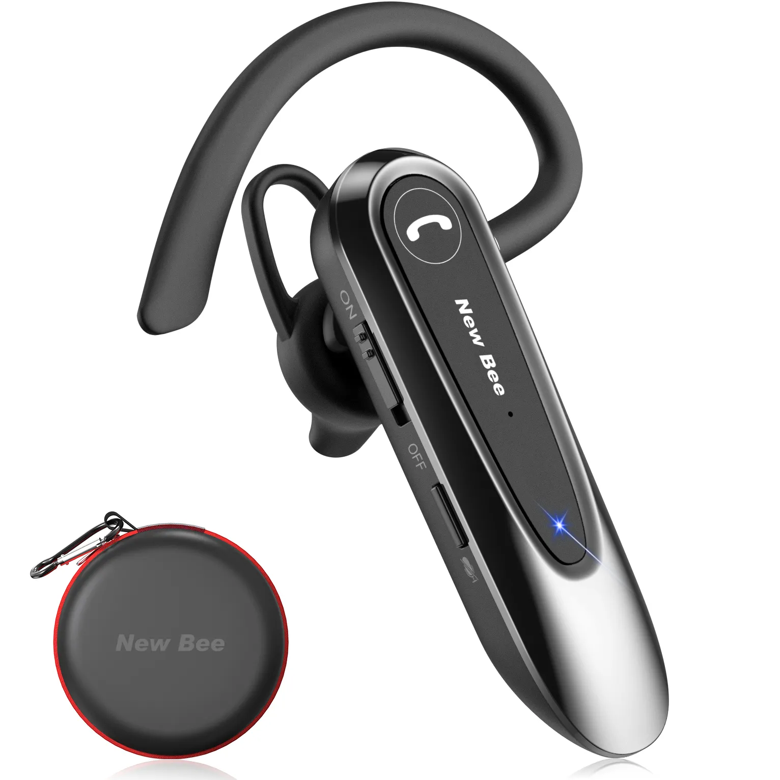 New Bee Bluetooth 5.0 One Side Earphones Type C Headphones Earphone Headset Trucker Headphones for Cell Phones