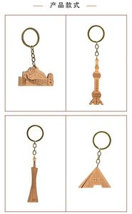 Llavero de madera con diseño de punto de referencia de la ciudad, recuerdo cultural creativo del museo, colgante perfecto para viajes - Product Image 5