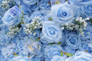 Tùy chỉnh 5D vải vải cuộn lên Hoa Tường Á hậu đám cưới nhân tạo backdrop hoa tường màu xanh