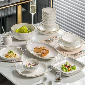 Customized Professional White Porcelain Classic Nordic Dinnerware Sets-Oven <b>Freezer</b> Safe Portable Eco-Friendly Tableware - Product Image 4