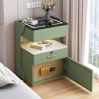 Table de chevet moderne de luxe pour chambre à coucher avec charge sans fil, éclairage LED, rangement, trois couleurs, haute qualité