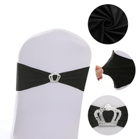 Bandes de chaise extensibles en spandex avec boucle en strass et bords surjetés pour la décoration de mariages, événements, banquets et hôtels