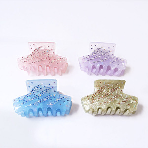 Pince à cheveux tendance en acétate de 8 cm, ornée de strass, pince à mâchoire, dégradé multicolore, accessoires de cheveux unisexes pour mariage - Product Image 5