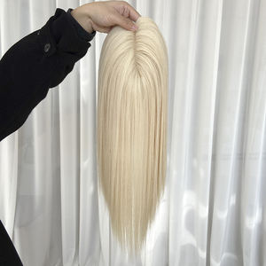 Cabello Europeo Virgen al Por Mayor de Fábrica, 5x6.5 Pulgadas # Sistema de Reemplazo Capilar con Base de Seda de Color Rubio 60, Topper Invisible - Product Image 6