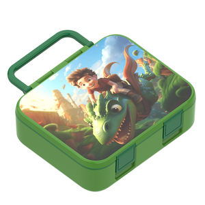 2024 Новое поступление, переносная коробка для завтрака с <span class=keywords><strong>3</strong></span> отсеками, герметичный контейнер для еды, Детская коробка для бенто с чашкой для соуса - Product Image 6