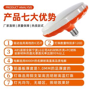 Couverture de lampe LED UFO en plastique pour intérieur, 220V 18-36W, ampoules SMD pour maison et entrepôt, types de culots B22 E26 E27 - Product Image 2