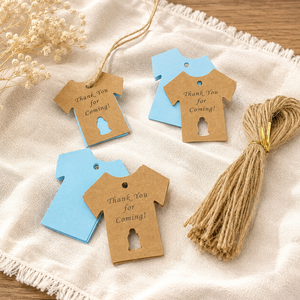 Etichette di Ringraziamento per Baby Shower in Carta Kraft <span class=keywords><strong>a</strong></span> Forma di Vestito e Maglietta per Rivelazione del Sesso, Decorazioni per Feste di Compleanno - Product Image 5
