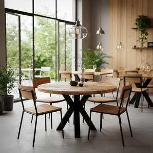 High Quality Eco-Friendly Modern Restaurant Dining <b>Table</b> and 4 Chairs Set with <b>Solid</b> <b>Wood</b> Top for Hotel and Gym Commercial Use - Product Image 3