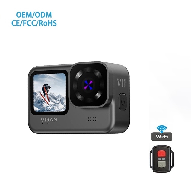 V11 Manufacturer Customized Wholesale 5K Diving Anti-shake Dual Screen Outdoor Cycling Waterproof l Action Camera for Motorcycle