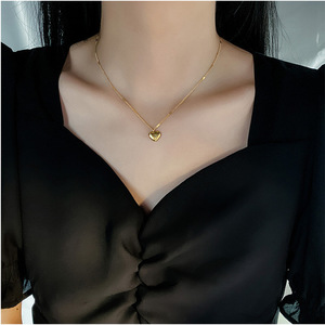 Gold Plated Heart Pendant Stainless Steel Chain Necklace For Women Gift Jewelry - Product Image 3