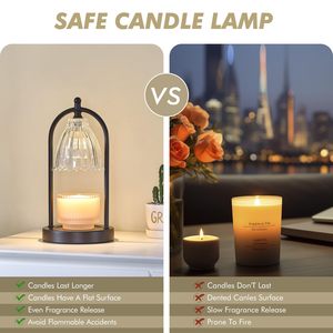 Nến ấm hơn đèn hẹn giờ vải lanh màu đen bóng râm 3 cấp độ thay đổi độ sáng LED mộc mạc thân thiện với môi 50W điện phụ nữ trang trí nhà - Product Image 5