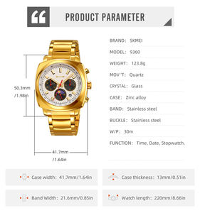 Montre en métal originale SKMEI 9360, <span class=keywords><strong>cadeau</strong></span> pour <span class=keywords><strong>homme</strong></span>, boîte personnalisée, montres occidentales en acier inoxydable de designer, prix avantageux - Product Image 6