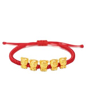 Bijoux de Dubaï Plaqué or Cinq tigres <span class=keywords><strong>Envoyer</strong></span> des bénédictions Bracelet corde rouge Femme Homme Corde noire Corde tissée à <span class=keywords><strong>la</strong></span> main Tigre - Product Image 1