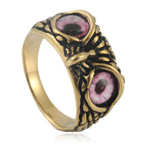 Anillo de Búho para Hombre, Acero Inoxidable, Diseño Animal, Geométrico, Cristal, Ojos Verdes, Engaste de Bisel, 24mm, Joyería de Moda, Regalo - Product Image 5