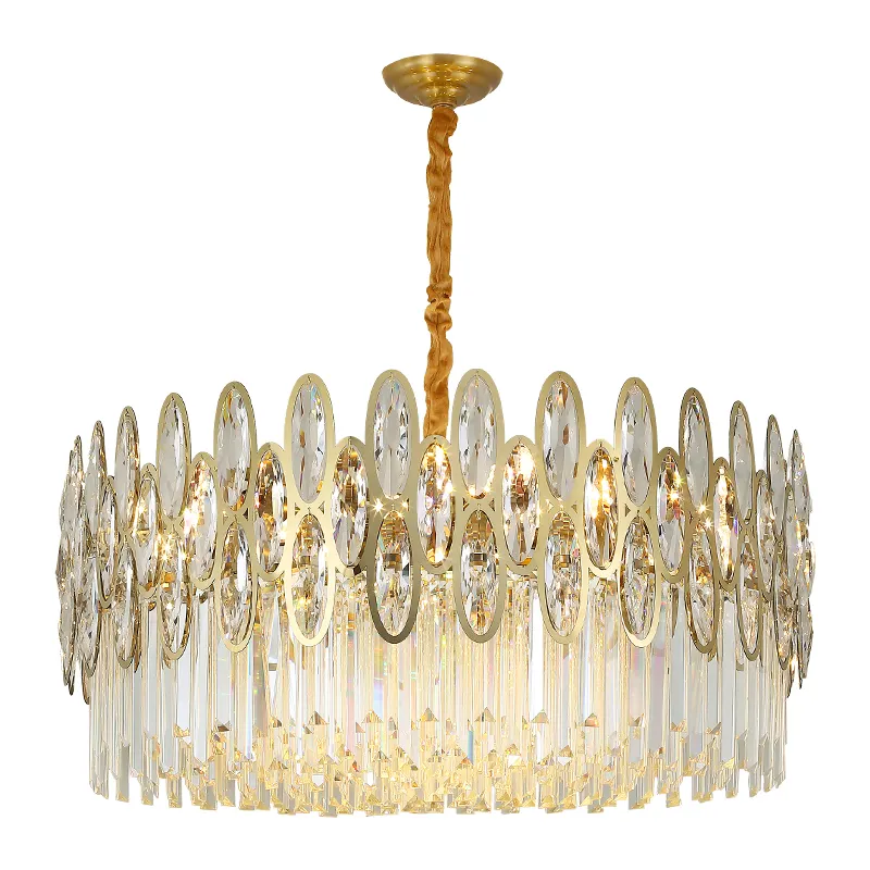 Modern Style Used In Living Room Bedroom Dining Room Lamp Stainless Steel Golden Luster Suspended Crystal Chandelier