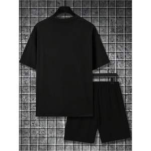 Ensemble de survêtement personnalisé pour homme, imprimé color block, t-shirt à manches courtes et short à cordon de serrage, ensemble 2 pièces décontracté et respirant pour l'été - Product Image 5