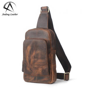 Bolso Bandolera Retro de Cuero Genuino de Vaca de Fábrica Andong para Hombre, Bolsos de Hombro de Cuero Crazy Horse, Bolso de Mano para Hombre para Actividades al Aire Libre - Product Image 1