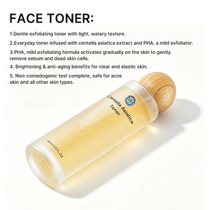 Centella Asiatica Luxury Vegan PHA Mild Exfoliating Watery Repairing <b>Face</b> Toner in Bottle for Normal Skin Daily Use - Product Image 2