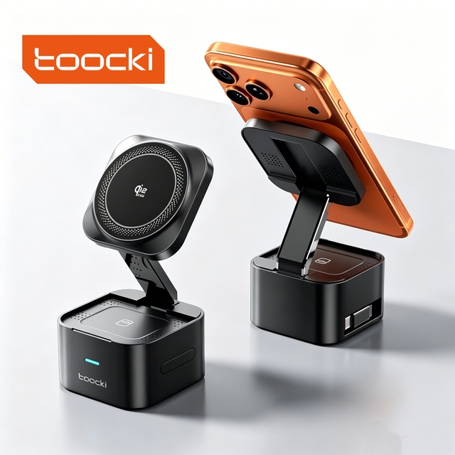 Toocki Premium Desktop Wireless Charging Hub 25W  Triple Independent Charging Zones Tidy Cable Free Layout for Family Use