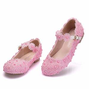 Chaussures Mary Jane en dentelle blanche pour filles, chaussures habillées, bout rond, dentelle florale, chaussures plates pour les mariages et les spectacles - Product Image 2