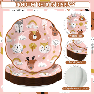 Assiettes en papier festonnées imprimées <span class=keywords><strong>d</strong></span>'animaux de qualité supérieure, vaisselle jetable mignonne pour les fêtes <span class=keywords><strong>d</strong></span>'enfants - Product Image 2