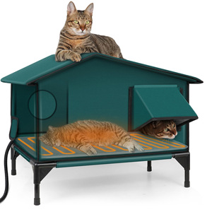 Casa para Gatos Plegable e Impermeable para Exteriores con Elevación Extraíble y Almohadilla Térmica para Gatos, Perros y Animales Pequeños - Product Image 1