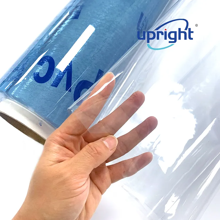 Upright embossed plastic film roll ultra flexible sheet waterproof transparent soft pvc film for raincoat
