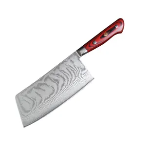 Cuchillos De Cocina Professional Japanese Aus10 67-Layer Damascus Steel Cutting Meat Cooking Kitchen Chinese Chef Cleaver Knife