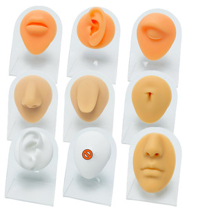 Modèle d'entraînement en silicone souple pour piercing, simulation d'oreille, nez, lèvre, langue, nombril, outil de présentation de bijoux pour studio de tatouage et de piercing - Product Image 2