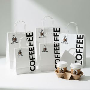 Bolsas de Papel Kraft Reciclado Premium con Asas Retorcidas, Empaque Personalizable para Llevar Bebidas, Té y Jugos - Precio al por Mayor - Product Image 4