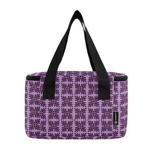 Sac à déjeuner isotherme en nylon avec doublure en film d'aluminium, motif Ulu violet hawaïen, petit format personnalisé, à poignée courte - Product Image 2