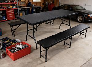 Fornecedor Portátil Retangular <span class=keywords><strong>6</strong></span> <span class=keywords><strong>Ft</strong></span> Plástico Mesa Dobrável e Banco para Jardim Pátio Hospital Banquete Casamento - Product Image 4