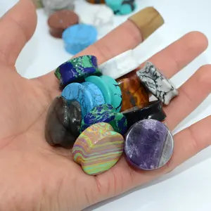 6-25mm Body Piercing Jewelry Natural Stone Double Flared Ear Plug Opal Quartz Amethyst Ear Tunnel Gauge Expander Wholesale