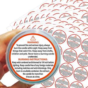1.5インチキャンドルジャーコンテナステッカーキャンドル作りステッカー防水安全ラウンドキャンドル警告ラベル - Product Image 1