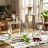 Bouteille de vin en verre transparent de haute qualité 750 ml, bouteilles vides pour spiritueux et liqueurs, logo personnalisé pour l'emballage de la tequila, du rhum et de l'alcool