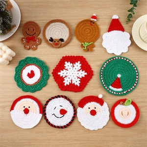 Handgefertigte Häkel-Weihnachtsmann-Untersetzer Festliche Tischdekoration Stoff-Getränkeuntersetzer Einzigartige Saisonale Weihnachts-Dekorationsgeschenke - Product Image 6