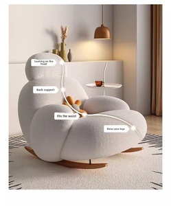 <span class=keywords><strong>Fauteuil</strong></span> à <span class=keywords><strong>bascule</strong></span> blanc crème en fausse fourrure d'agneau avec repose-pieds, moderne et mignon, pour salon et balcon, chaise de relaxation - Product Image 3