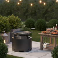 Foyer sans fumée Feu à bois Camping Solo Fire Pit Grill Cover et Poker Portable pour l'extérieur et l'intérieur
