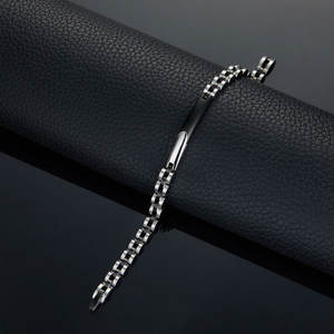 Pulsera y brazalete de moda para hombre de acero inoxidable 316L antideslustre, chapado en oro de 14K y 18K, espacios en blanco grabables para pulseras de hombre - Product Image 4