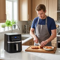 Four à friture sans huile numérique 8-en-1, style allemand/français moderne, 5,0 L, pour la maison, la cuisine, le camping en plein air, cuisson saine, nettoyage facile
