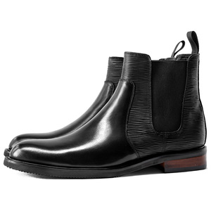 Botas Chelsea de Cuero Genuino Negro, Punta Redonda, Sin Cordones, Suela de Goma Antideslizante, Estilo para Oficina y Carrera, Todas las Temporadas - Product Image 5