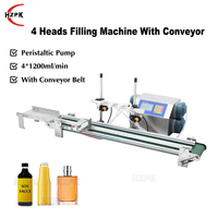 HZPK Petite machine de remplissage automatique de liquides à 4 têtes avec convoyeur pour bouteilles de 200 ml