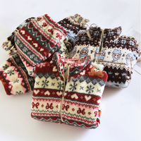 Nouvelle collection hiver : Ensemble de pyjama et de détente pour femme en polaire corail, chaud et épais, imprimé, à manches longues et pantalon, pour Noël et les fêtes